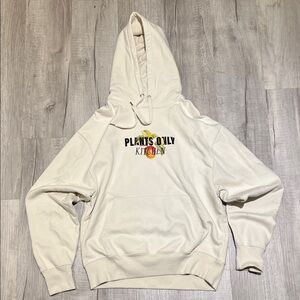 Cream Hoodie with Graphic Print Large